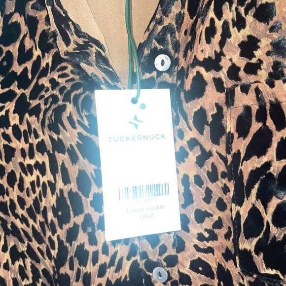 Tuckernuck Callahan Velvet Burnout Leopard Print Shirt Dress Size L NWT - Picture 7 of 7